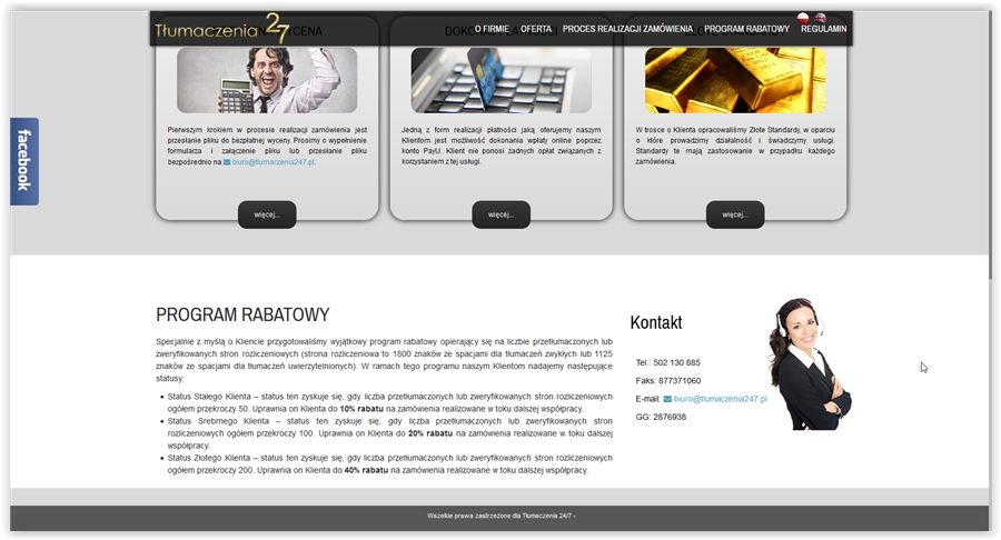 Strona internetowa stworzona dla biura tłumaczeń